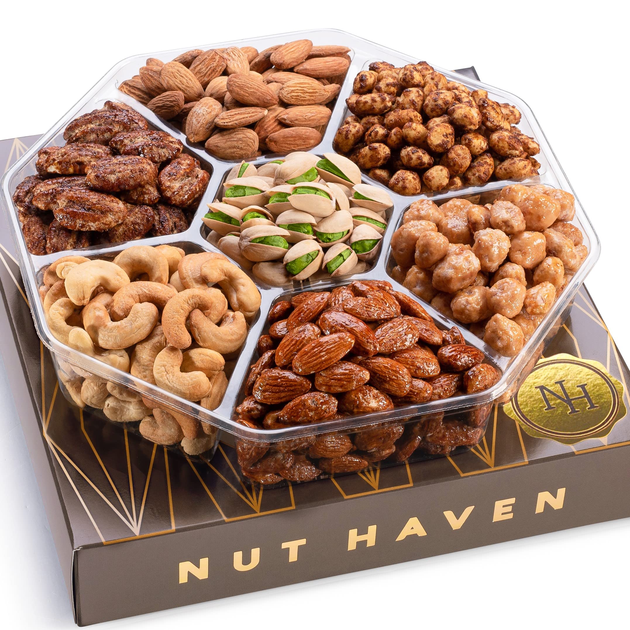 Holiday Christmas Nuts Gift Basket – Assortment of Sweet & Roasted Salted Gourmet Nuts – Assorted Food Gift Box for Christmas, Holiday, Family, Sympathy, Men & Women.